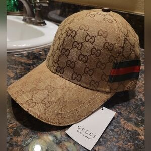 Gucci Beige Brown Monogram Baseball Cap